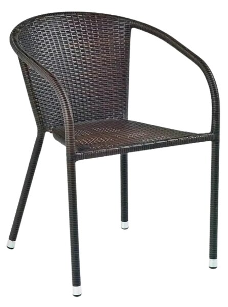 Scaun de ratan MIDAS, maro inchis, ratan sintetic/otel, 57x57x78 cm