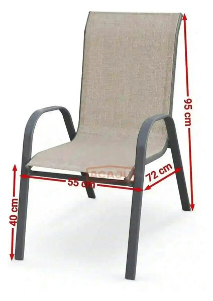 Scaun de gradina MOSLER, gri, plasa/otel, 55x72x95 cm