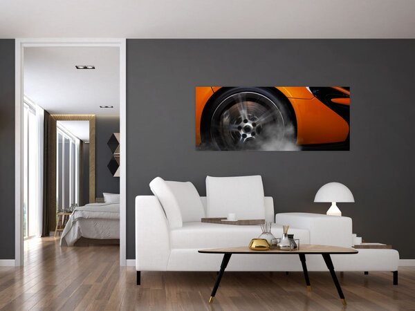Tablou - Mașină sport portocalie (120x50 cm)