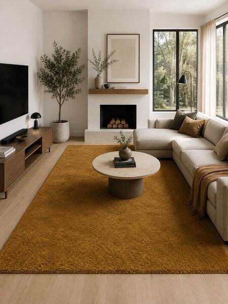 Covor Premium Belgian 71301-800, Marime 200 x 290 cm, Galben, Inaltime Fir 20 mm, Antialergic, Polipropilena, Living, Dormitor, Sufragerie, Birou 200