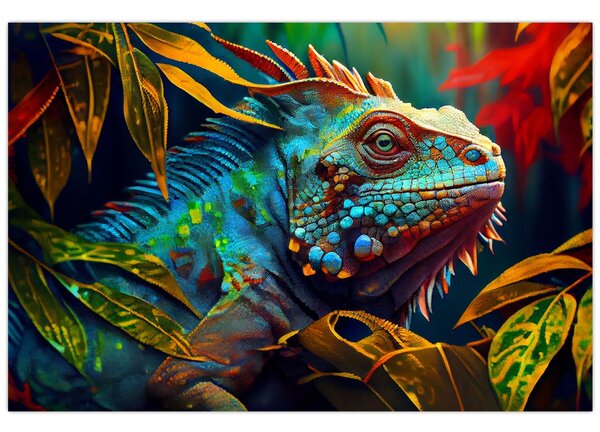 Tablou - Iguana colorată (90x60 cm)