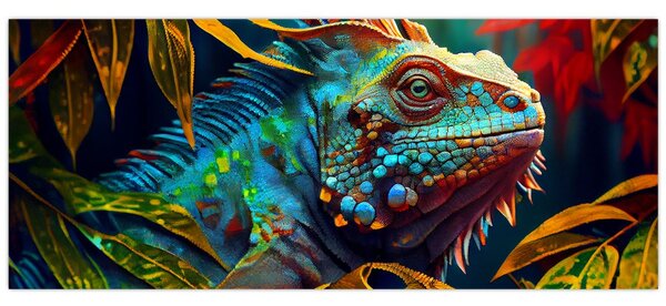 Tablou - Iguana colorată (120x50 cm)