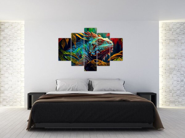 Tablou - Iguana colorată (150x105 cm)