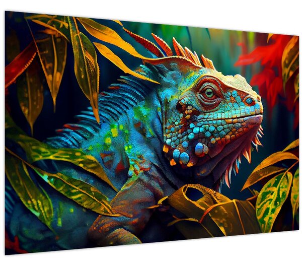 Tablou - Iguana colorată (90x60 cm)