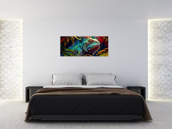 Tablou - Iguana colorată (120x50 cm)