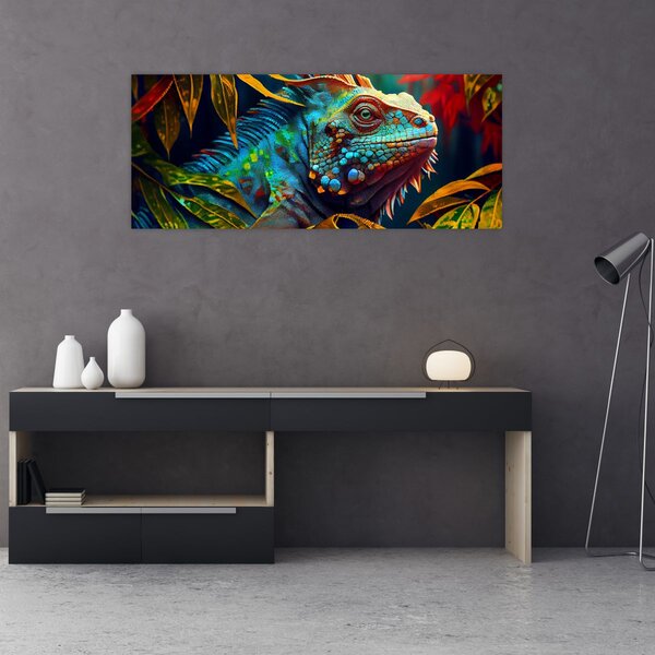 Tablou - Iguana colorată (120x50 cm)