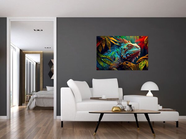 Tablou - Iguana colorată (90x60 cm)