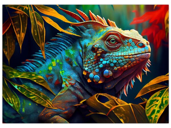 Tablou - Iguana colorată (70x50 cm)