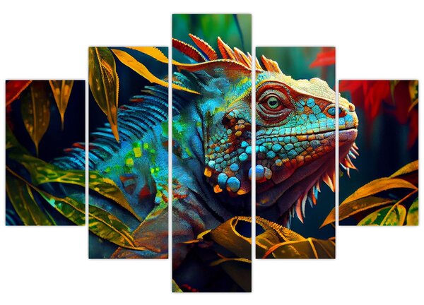 Tablou - Iguana colorată (150x105 cm)