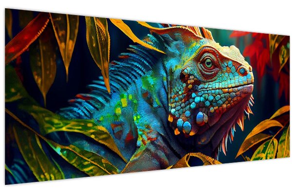 Tablou - Iguana colorată (120x50 cm)