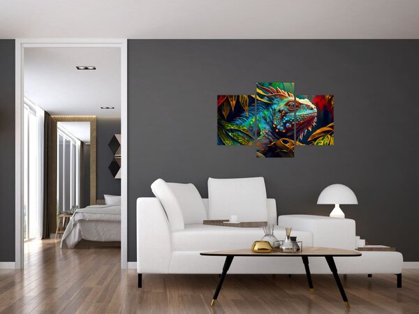Tablou - Iguana colorată (90x60 cm)