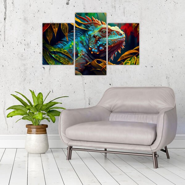 Tablou - Iguana colorată (90x60 cm)