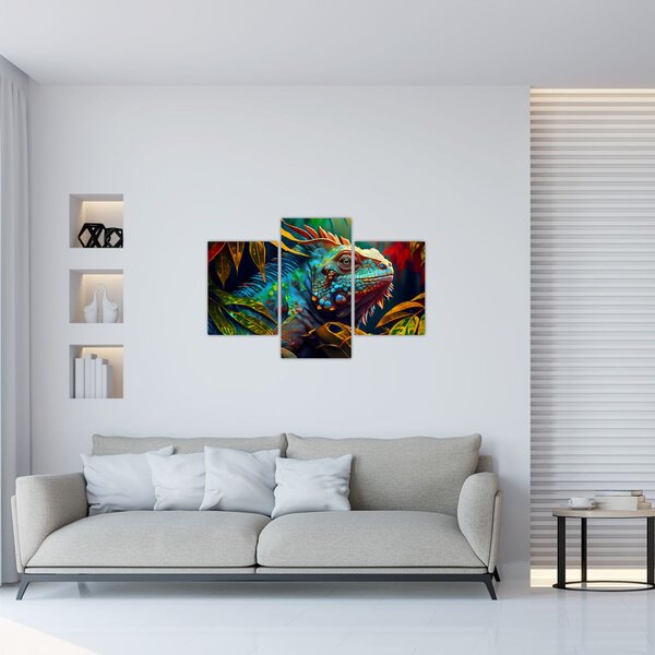 Tablou - Iguana colorată (90x60 cm)