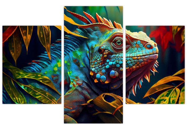 Tablou - Iguana colorată (90x60 cm)