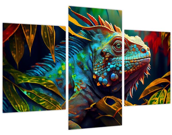 Tablou - Iguana colorată (90x60 cm)