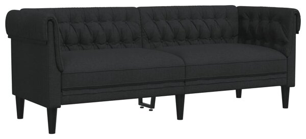 Canapea Chesterfield cu 3 locuri, negru, material textil