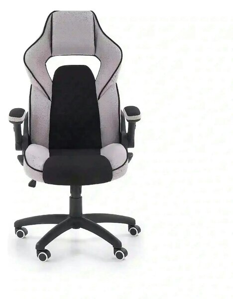 Scaun gaming SONIC, negru/gri, stofa, 69x70x115/124 cm