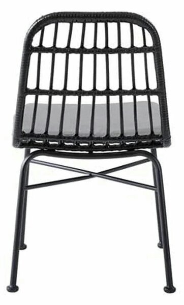 Scaun de gradina K401, gri/negru, rattan sintetic/otel, 47x45x85x43 cm