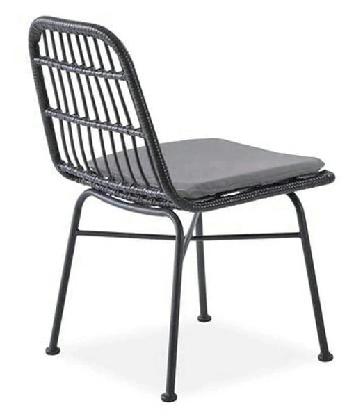 Scaun de gradina K401, gri/negru, rattan sintetic/otel, 47x45x85x43 cm