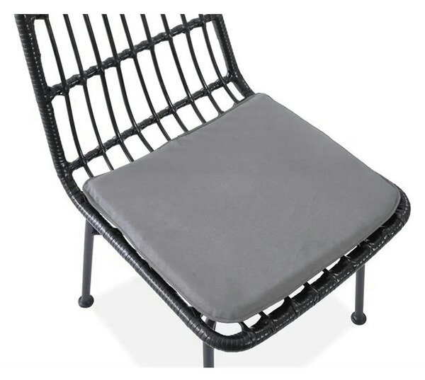 Scaun de gradina K401, gri/negru, rattan sintetic/otel, 47x45x85x43 cm
