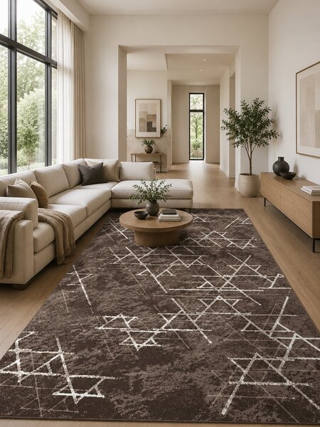 Covor Mira 24032-430, Marime 50 x 80 cm, Maro, Inaltime Fir 6 mm, Antialergic, Polipropilena, Living, Dormitor, Sufragerie, Birou 50 x 80