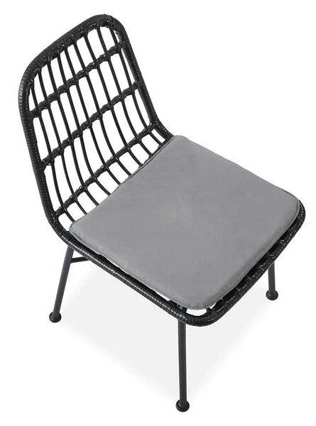 Scaun de gradina K401, gri/negru, rattan sintetic/otel, 47x45x85x43 cm
