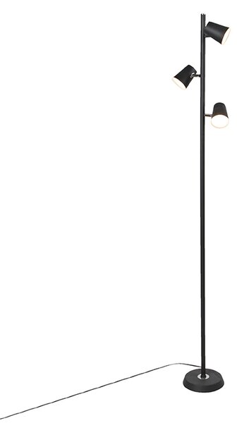 Lampă de podea modernă, neagră, cu 3 lumini, incluzând un LED de iluminare - Coupe