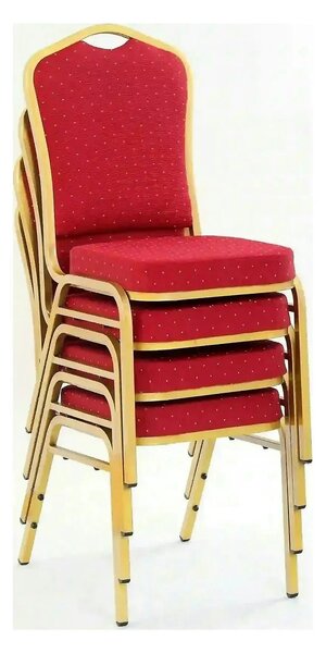Scaun conferinta K66, rosu/auriu, stofa clasica/metal, 45X48X93 CM