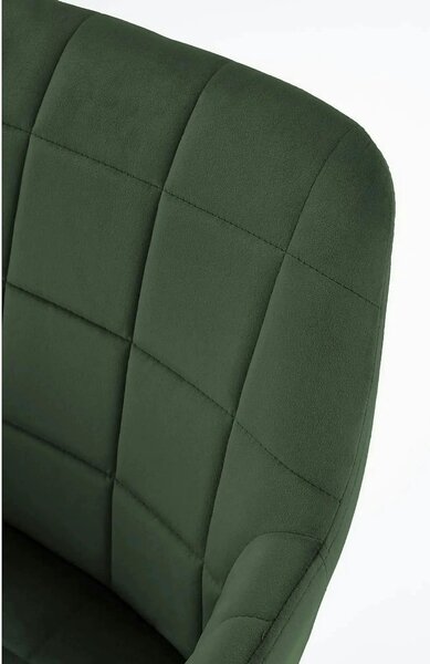 Scaun K305, verde inchis/negru, stofa catifelata/metal, 58X57X80 cm