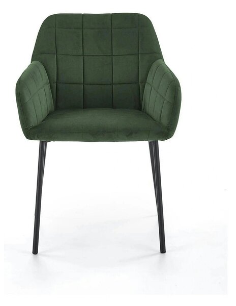 Scaun K305, verde inchis/negru, stofa catifelata/metal, 58X57X80 cm