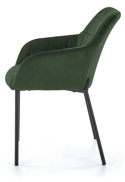 Scaun K305, verde inchis/negru, stofa catifelata/metal, 58X57X80 cm