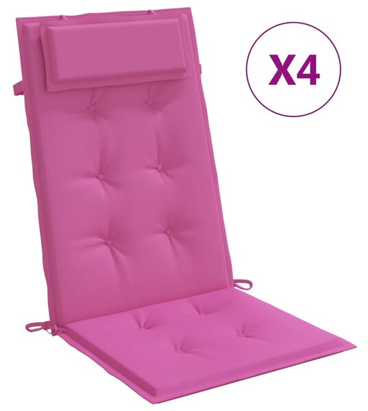 Perne de scaun cu spătar înalt, 4 buc, roz, țesătură Oxford