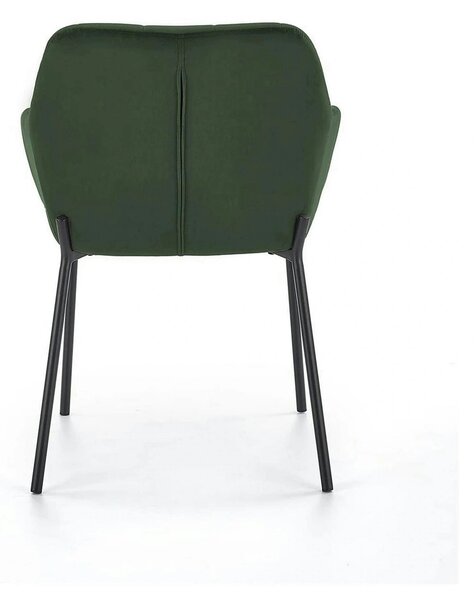 Scaun K305, verde inchis/negru, stofa catifelata/metal, 58X57X80 cm