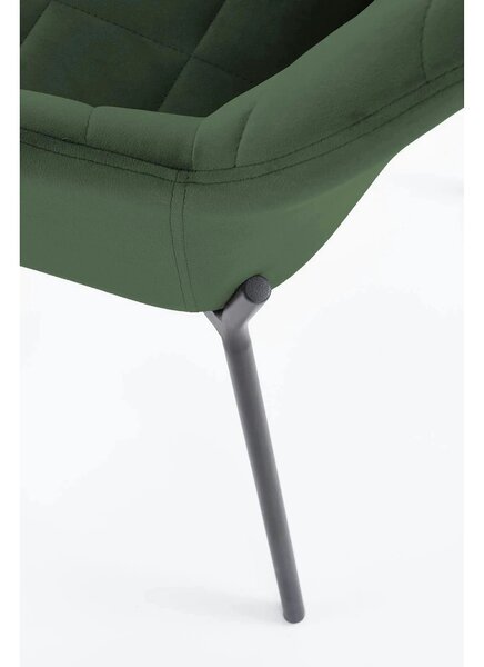 Scaun K305, verde inchis/negru, stofa catifelata/metal, 58X57X80 cm