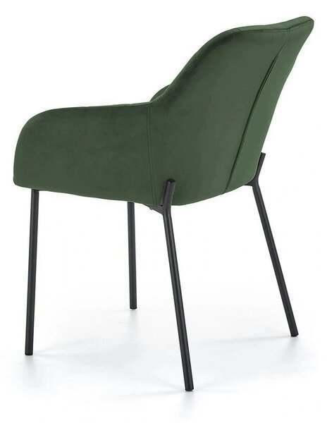 Scaun K305, verde inchis/negru, stofa catifelata/metal, 58X57X80 cm