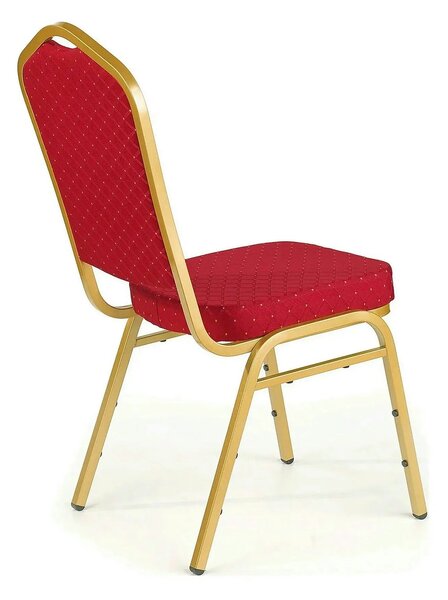 Scaun conferinta K66, rosu/auriu, stofa clasica/metal, 45X48X93 CM