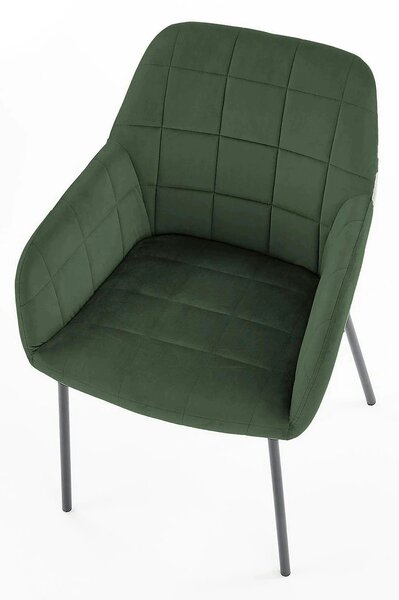 Scaun K305, verde inchis/negru, stofa catifelata/metal, 58X57X80 cm