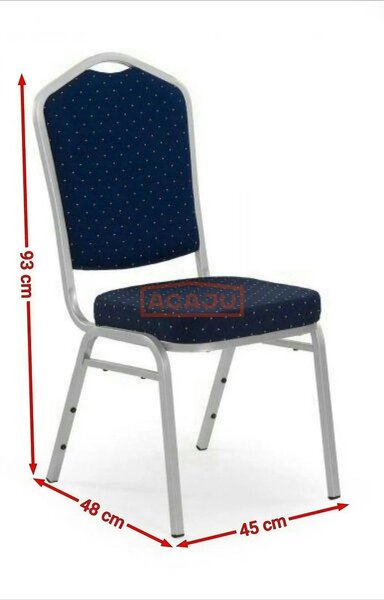 Scaun K66-S, albastru/argintiu, stofa clasica/metal, 45X48X93 CM