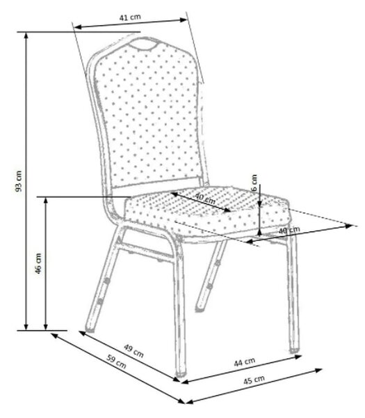 Scaun K66-S, albastru/argintiu, stofa clasica/metal, 45X48X93 CM