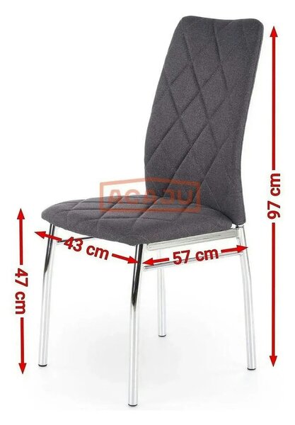 Scaun bucatarie K309, gri inchis/crom, stofa clasica/metal, 43X57X97 C