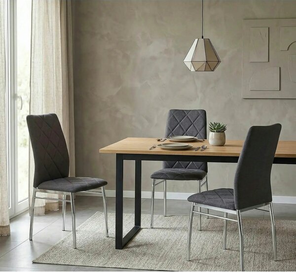 Scaun bucatarie K309, gri inchis/crom, stofa clasica/metal, 43X57X97 C