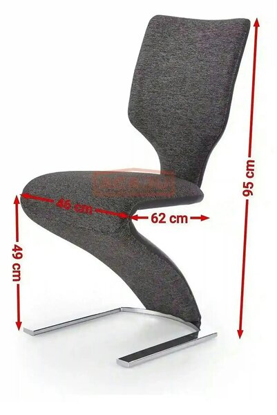Scaun tapitat K307, gri inchis/argintiu, stofa clasica/metal, 46X62X95