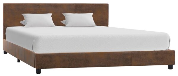 Cadru de pat, maro, 140x200 cm, piele întoarsă ecologică