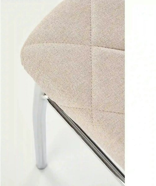 Scaun tapitat K309, bej deschis/crom, stofa clasica/metal, 43X57X97 CM