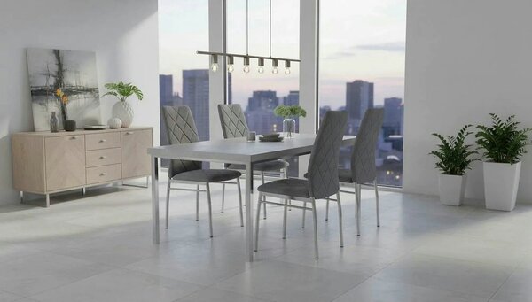 Scaun bucatarie K309, gri deschis/crom, stofa clasica/metal, 43X57X97