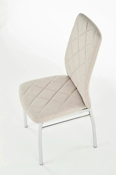 Scaun tapitat K309, bej deschis/crom, stofa clasica/metal, 43X57X97 CM