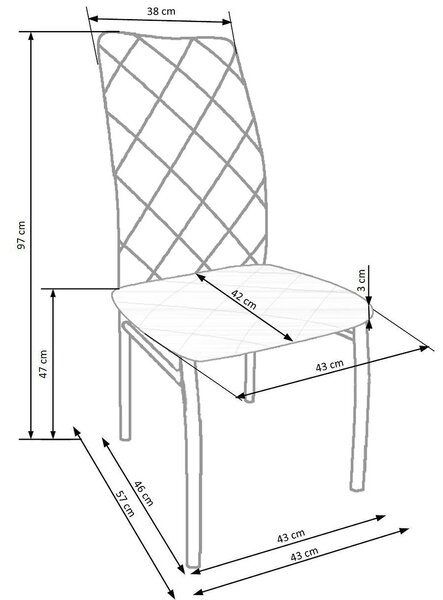 Scaun tapitat K309, bej deschis/crom, stofa clasica/metal, 43X57X97 CM
