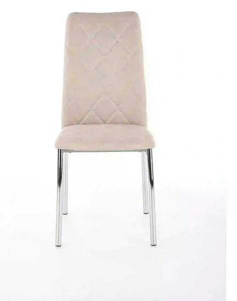 Scaun tapitat K309, bej deschis/crom, stofa clasica/metal, 43X57X97 CM