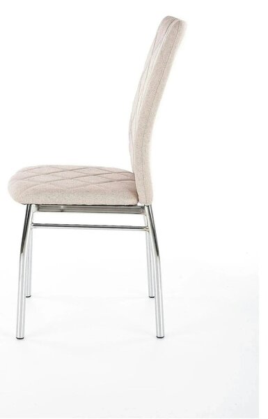 Scaun tapitat K309, bej deschis/crom, stofa clasica/metal, 43X57X97 CM