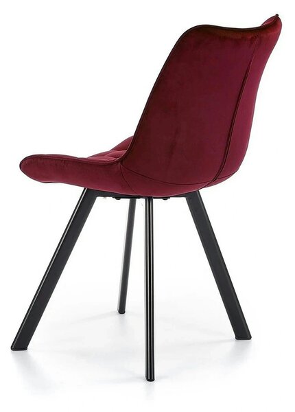 Scaun tapitat K332, visiniu/negru, stofa catifelata/metal, 46X61X84 cm